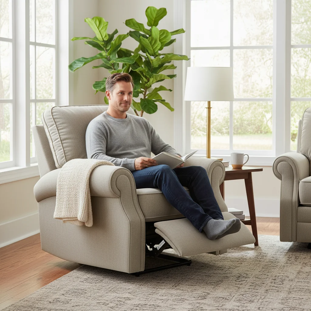 Dexvio Traditional Manual Recliner Chair, Push-Back Living Room Armchair - Image 4