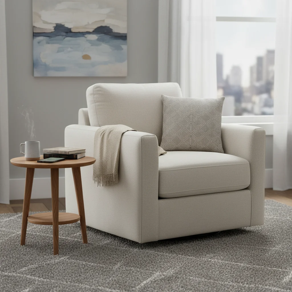 Dexvio Cozy Barrel Accent Chair, Modern Upholstered Swivel Living Room Chair - Image 5